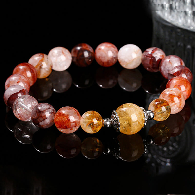 Wear FengShui Natural Red Hematoid Quartz Beads Balance Bracelet