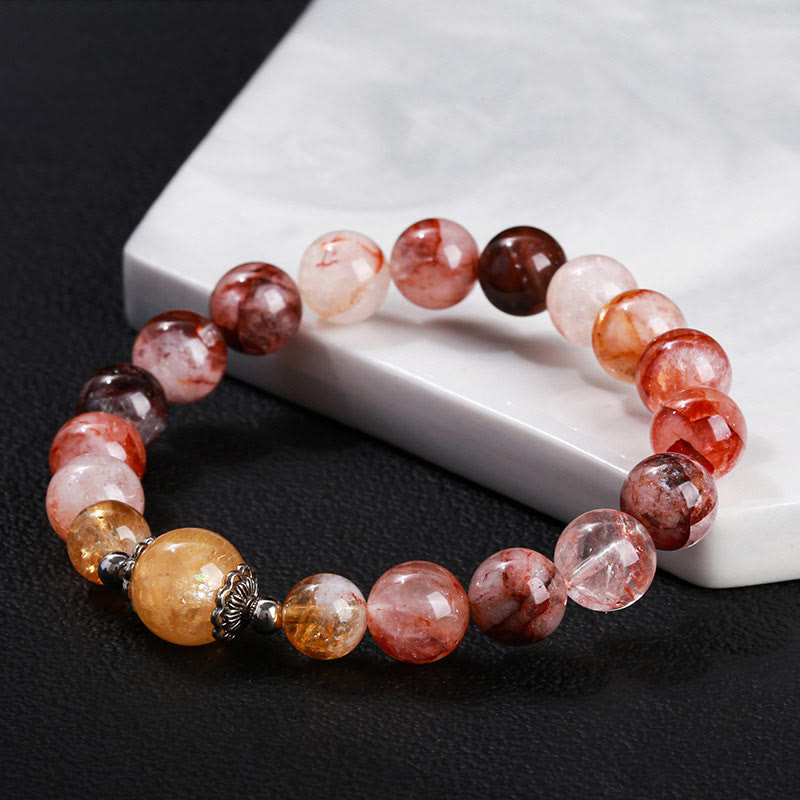Wear FengShui Natural Red Hematoid Quartz Beads Balance Bracelet