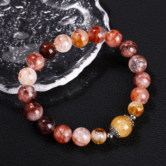 Wear FengShui Natural Red Hematoid Quartz Beads Balance Bracelet