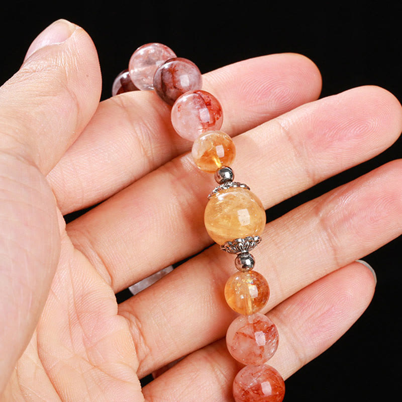 Wear FengShui Natural Red Hematoid Quartz Beads Balance Bracelet
