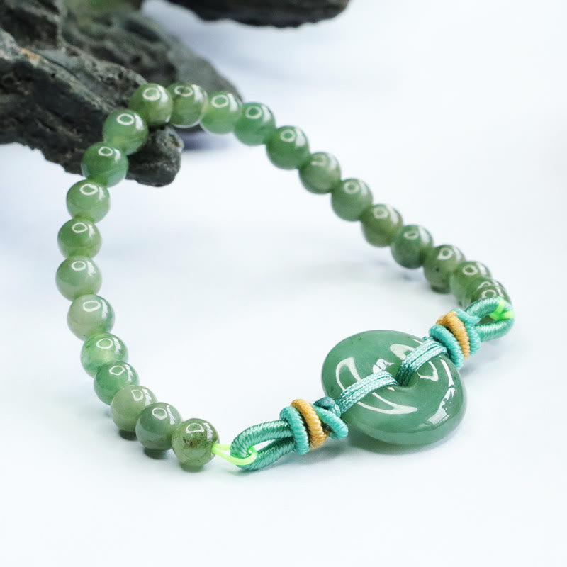 Wear FengShui Jade Beads Peace Buckle Prosperity Bracelet