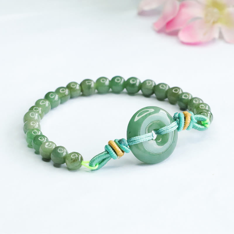 Wear FengShui Jade Beads Peace Buckle Prosperity Bracelet