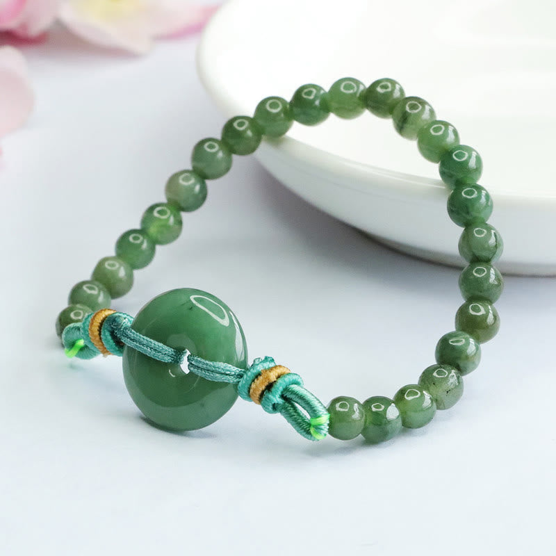 Wear FengShui Jade Beads Peace Buckle Prosperity Bracelet