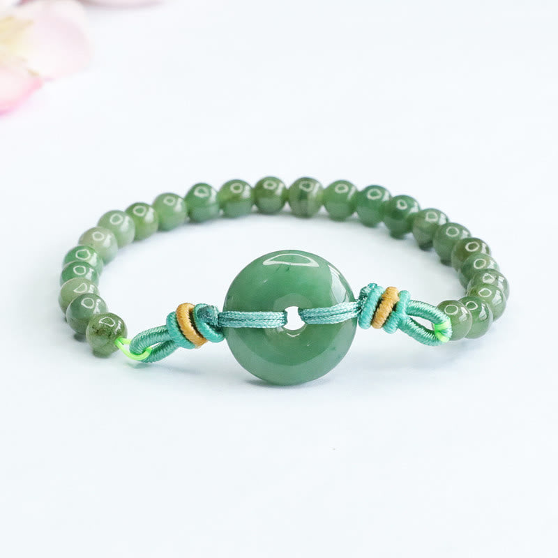 Wear FengShui Jade Beads Peace Buckle Prosperity Bracelet