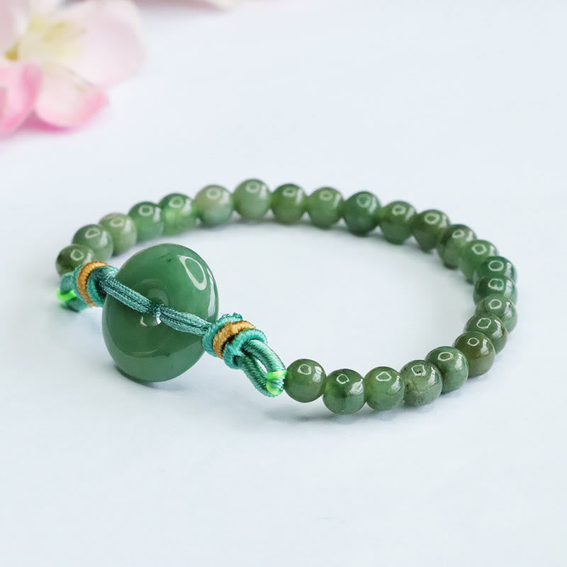 Wear FengShui Jade Beads Peace Buckle Prosperity Bracelet
