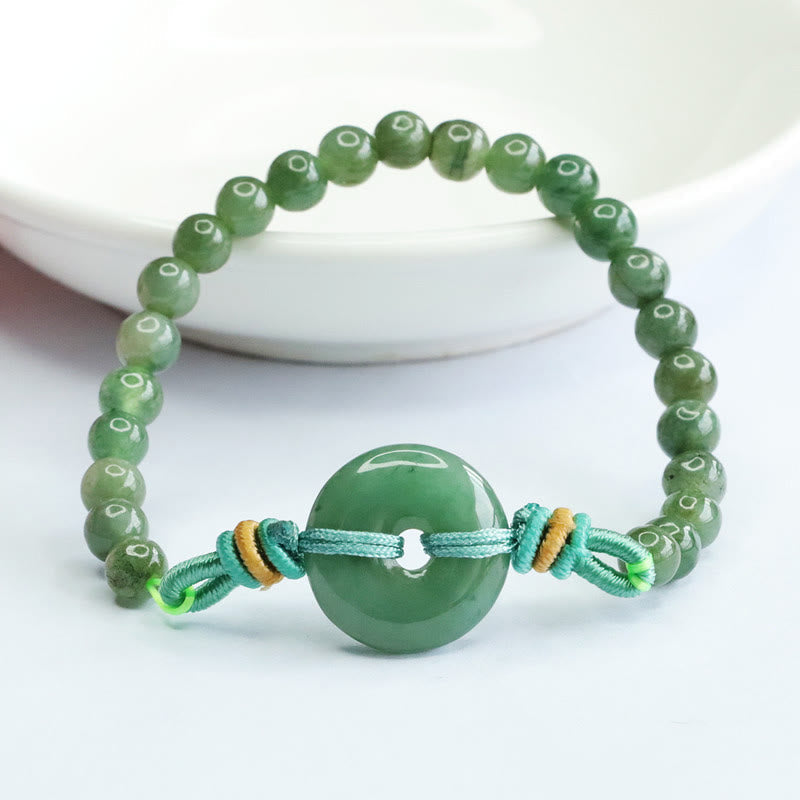 Wear FengShui Jade Beads Peace Buckle Prosperity Bracelet