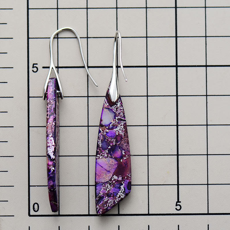 Wear FengShui Natural Emperor Stone Geometric Crystal Anti-Stress Earrings