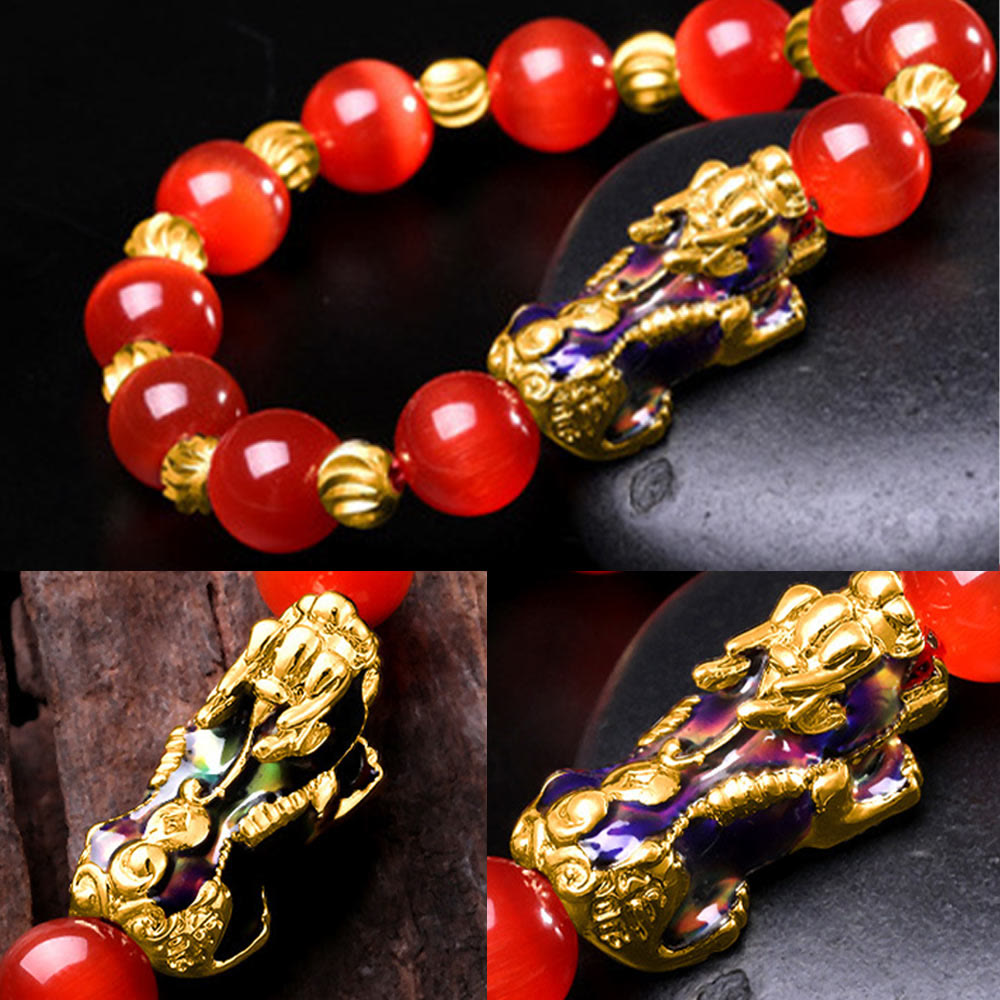 Wear FengShui Cat Eye Color Change PiXiu Support Bracelet