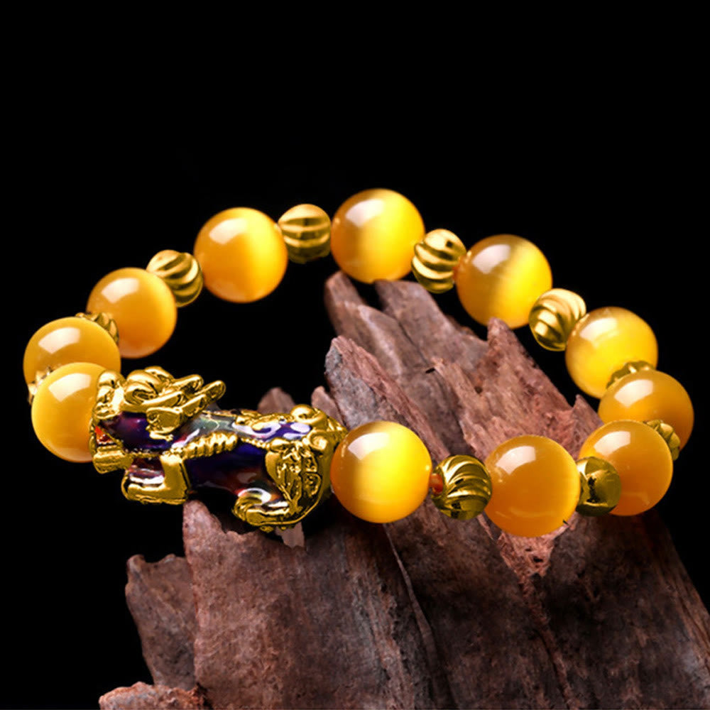 Wear FengShui Cat Eye Color Change PiXiu Support Bracelet