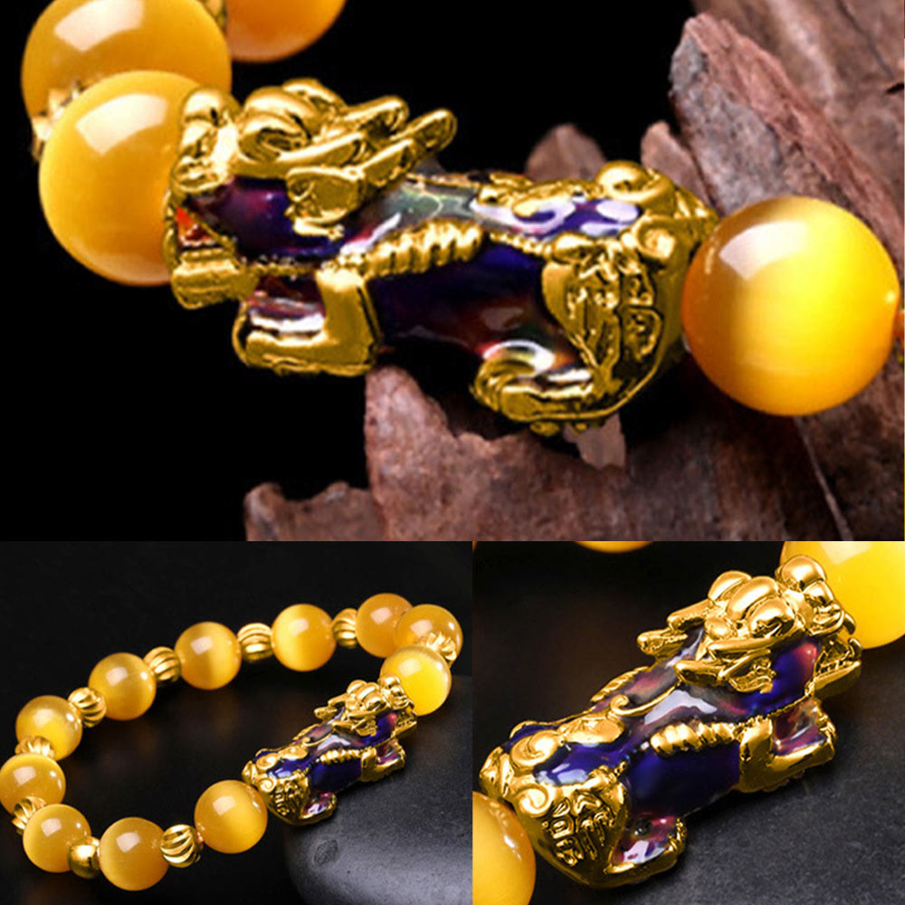 Wear FengShui Cat Eye Color Change PiXiu Support Bracelet