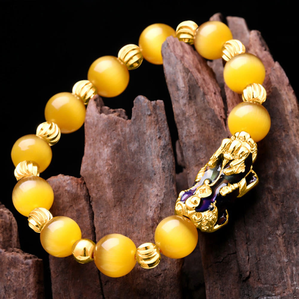 Wear FengShui Cat Eye Color Change PiXiu Support Bracelet