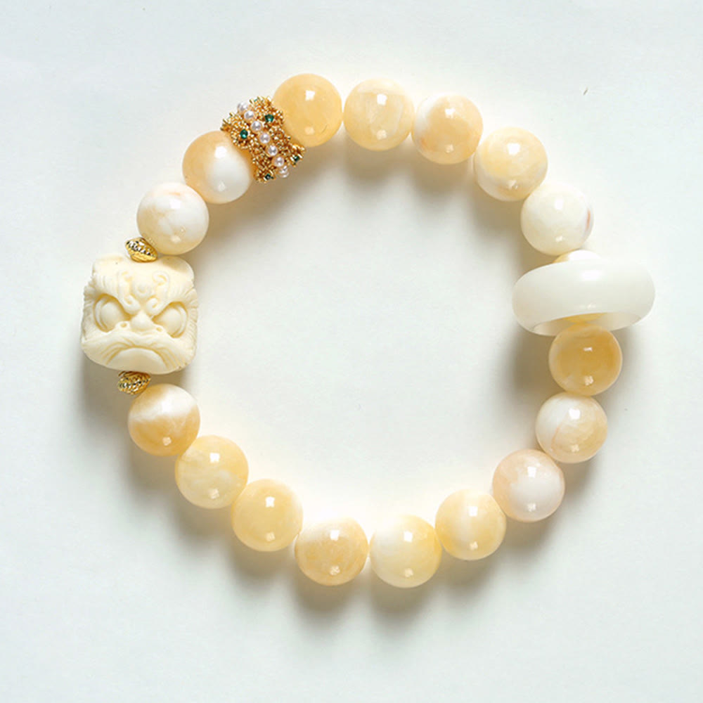 Wear FengShui Amber Gray Agate Ivory Fruit Confidence Bracelet