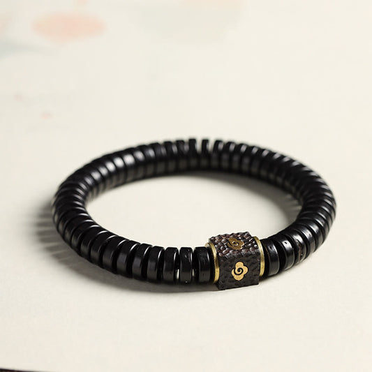 Wear FengShui Tibetan Coconut Shell Auspicious Clouds Positive Bracelet