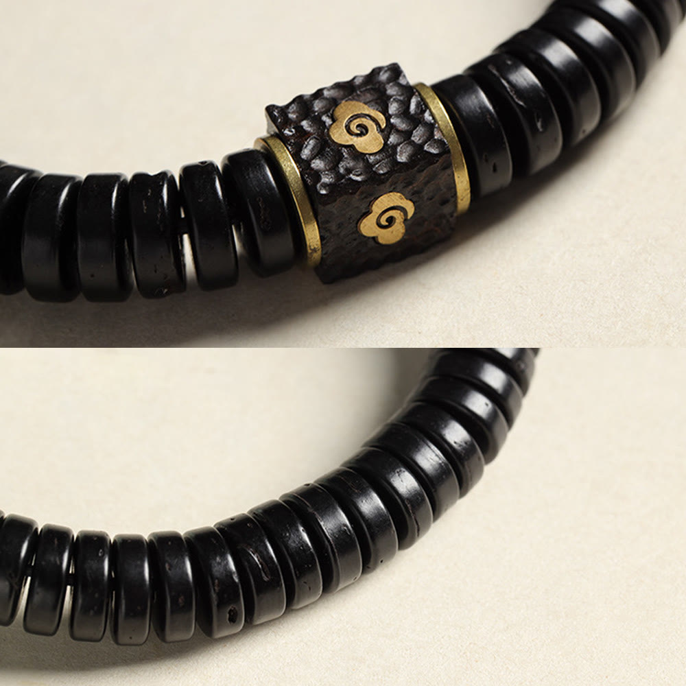 Wear FengShui Tibetan Coconut Shell Auspicious Clouds Positive Bracelet