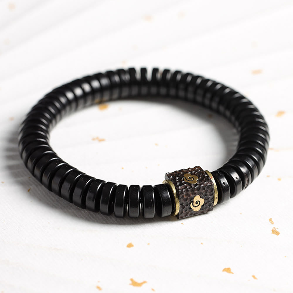 Wear FengShui Tibetan Coconut Shell Auspicious Clouds Positive Bracelet