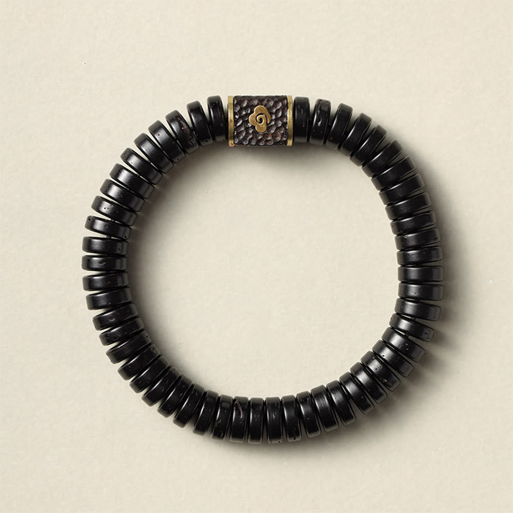 Wear FengShui Tibetan Coconut Shell Auspicious Clouds Positive Bracelet