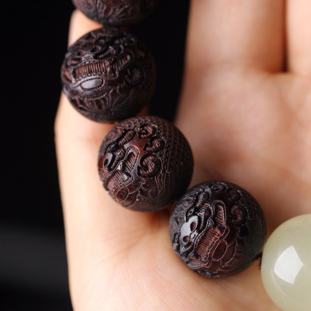 Wear FengShui Tibetan Rosewood Engraving PiXiu Warmth Bracelet