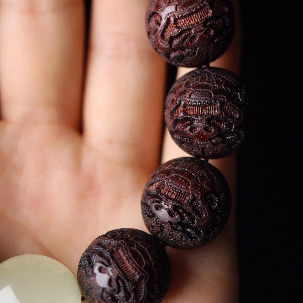 Wear FengShui Tibetan Rosewood Engraving PiXiu Warmth Bracelet