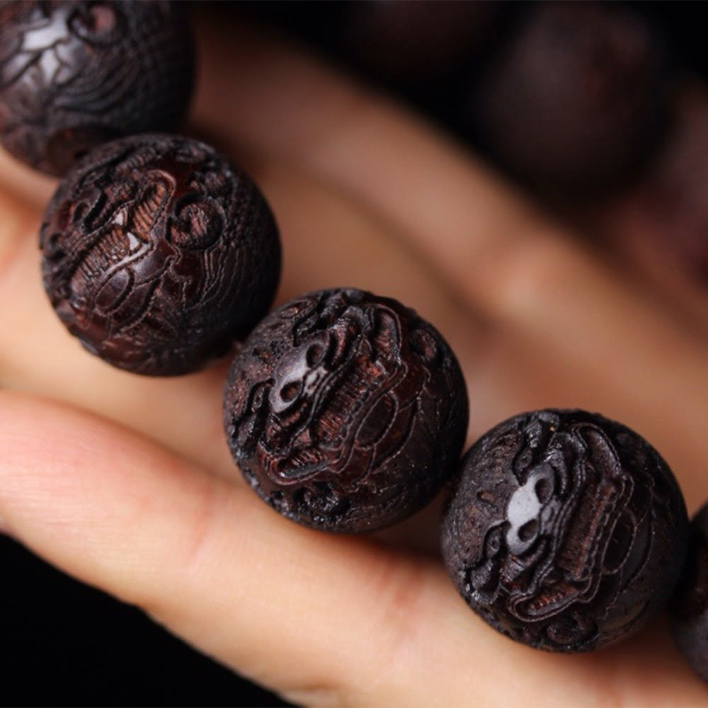 Wear FengShui Tibetan Rosewood Engraving PiXiu Warmth Bracelet