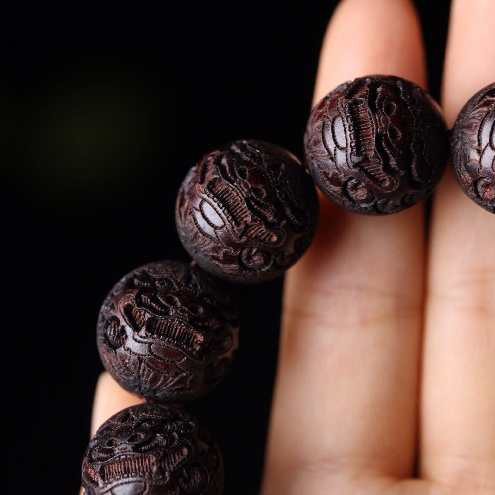 Wear FengShui Tibetan Rosewood Engraving PiXiu Warmth Bracelet