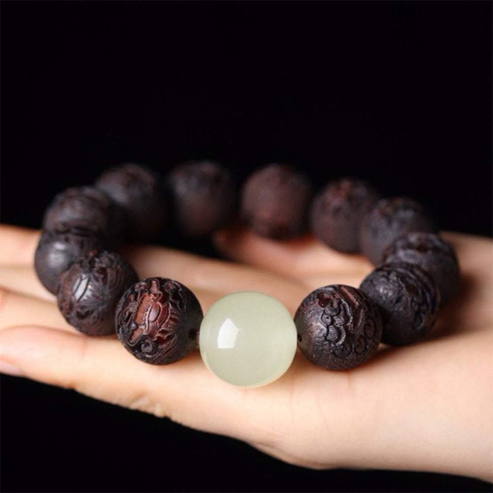 Wear FengShui Tibetan Rosewood Engraving PiXiu Warmth Bracelet
