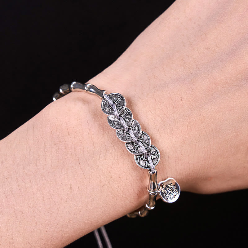 Wear FengShui Five Emperor Coins Mountain Ghosts Spend Money Bracelet