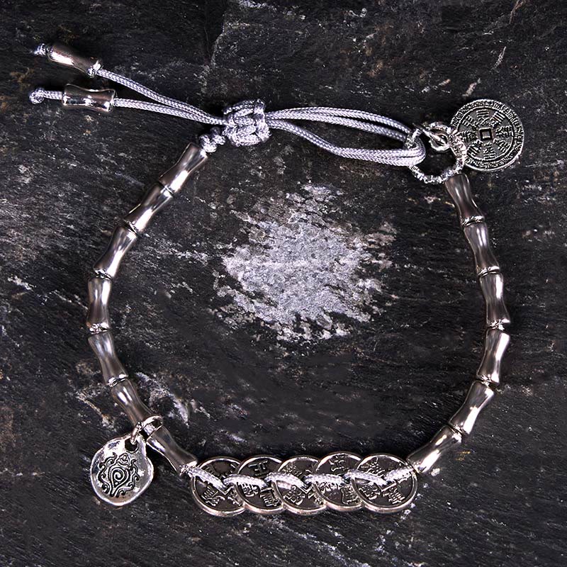 Wear FengShui Five Emperor Coins Mountain Ghosts Spend Money Bracelet