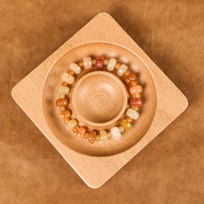 Wear FengShui Golden Silk Jade Pumpkin Beads Wealth Luck Bracelet