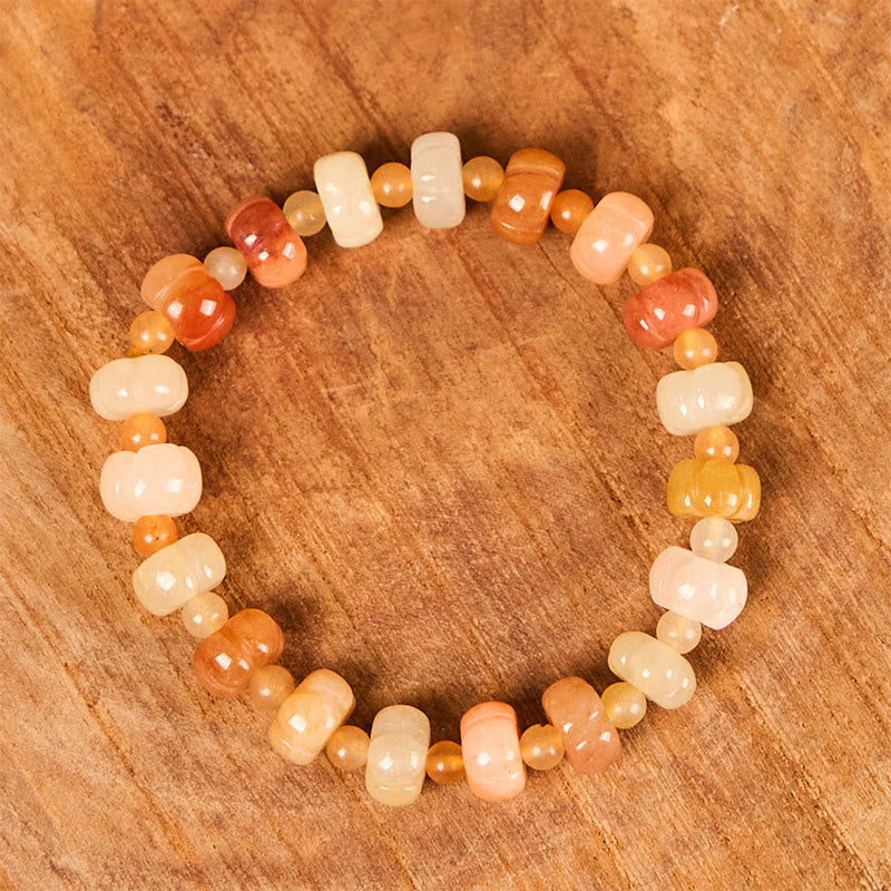 Wear FengShui Golden Silk Jade Pumpkin Beads Wealth Luck Bracelet