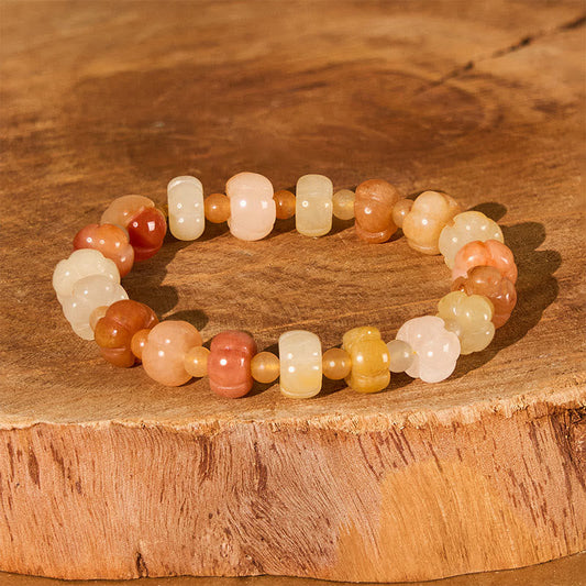 Wear FengShui Golden Silk Jade Pumpkin Beads Wealth Luck Bracelet
