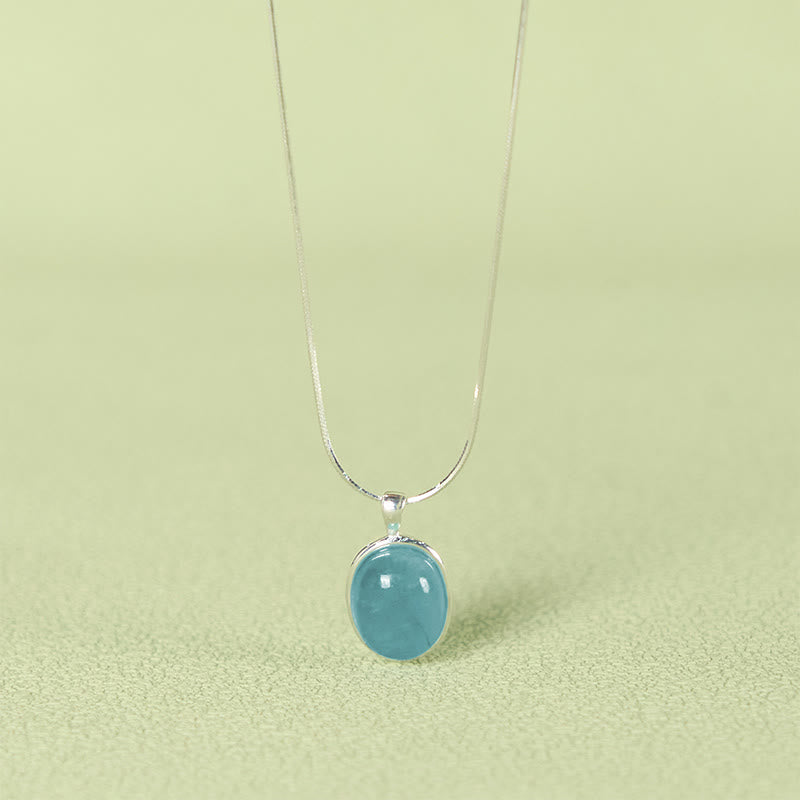 Wear FengShui 925 Sterling Silver Aquamarine Healing Clavicle Chain Necklace Pendant