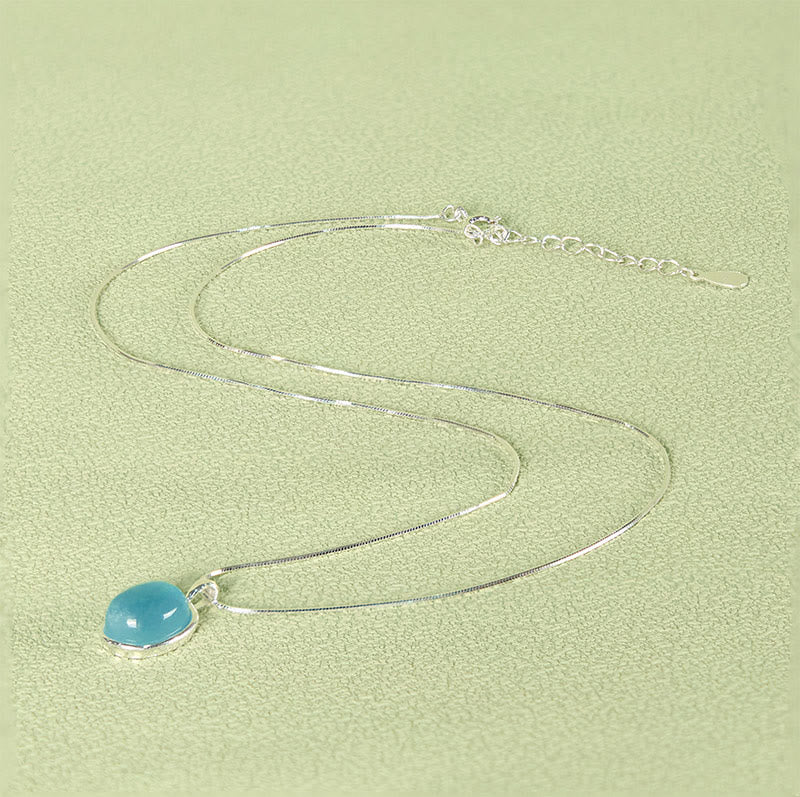 Wear FengShui 925 Sterling Silver Aquamarine Healing Clavicle Chain Necklace Pendant