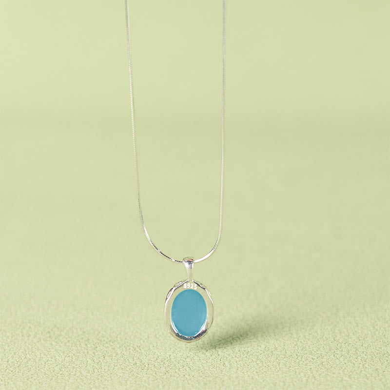 Wear FengShui 925 Sterling Silver Aquamarine Healing Clavicle Chain Necklace Pendant