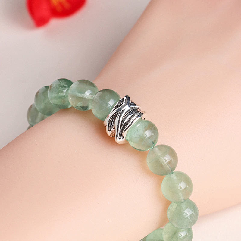 Wear FengShui Green Fluorite Beads Moon Star Peace Bracelet