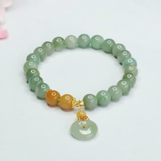 Wear FengShui Jade Beads Peace Buckle Prosperity Abundance Bracelet