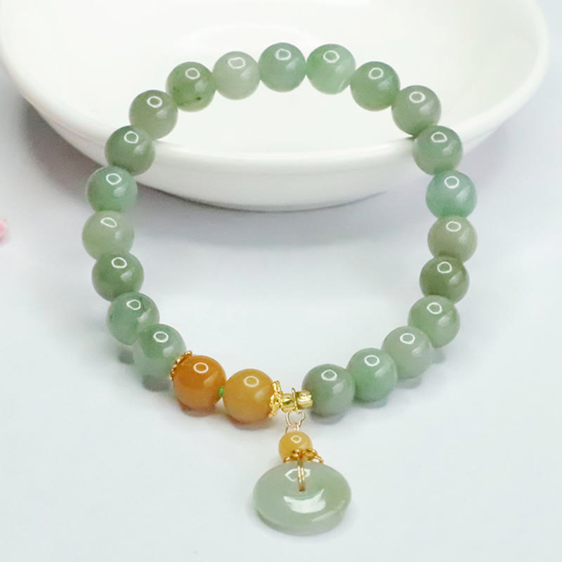 Wear FengShui Jade Beads Peace Buckle Prosperity Abundance Bracelet