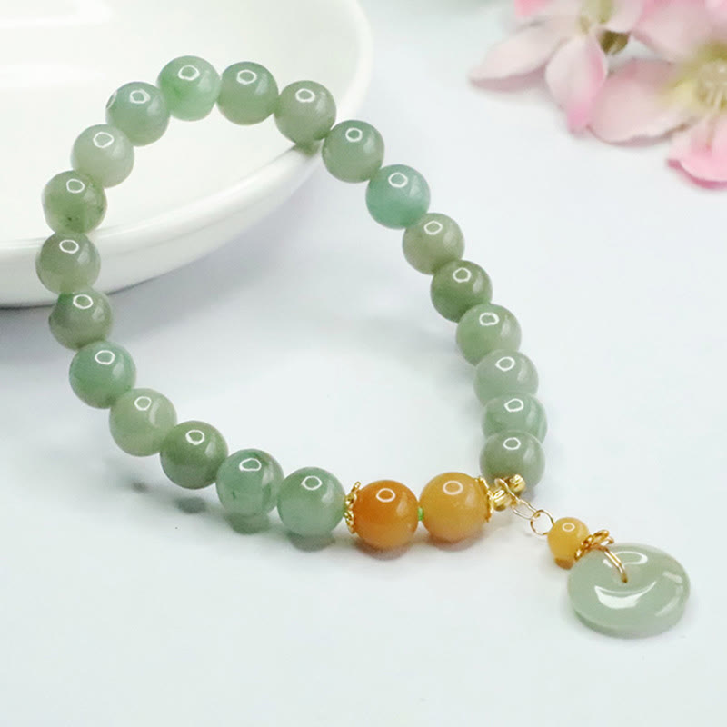 Wear FengShui Jade Beads Peace Buckle Prosperity Abundance Bracelet