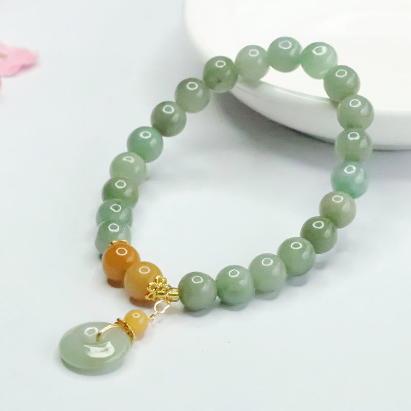 Wear FengShui Jade Beads Peace Buckle Prosperity Abundance Bracelet