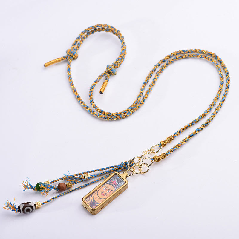 Wear FengShui Tibet God Of Wealth Titanium Steel Thangka Wealth Necklace Pendant