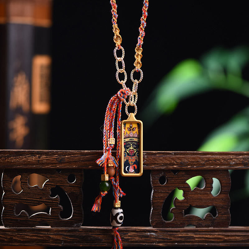 Wear FengShui Tibet God Of Wealth Titanium Steel Thangka Wealth Necklace Pendant
