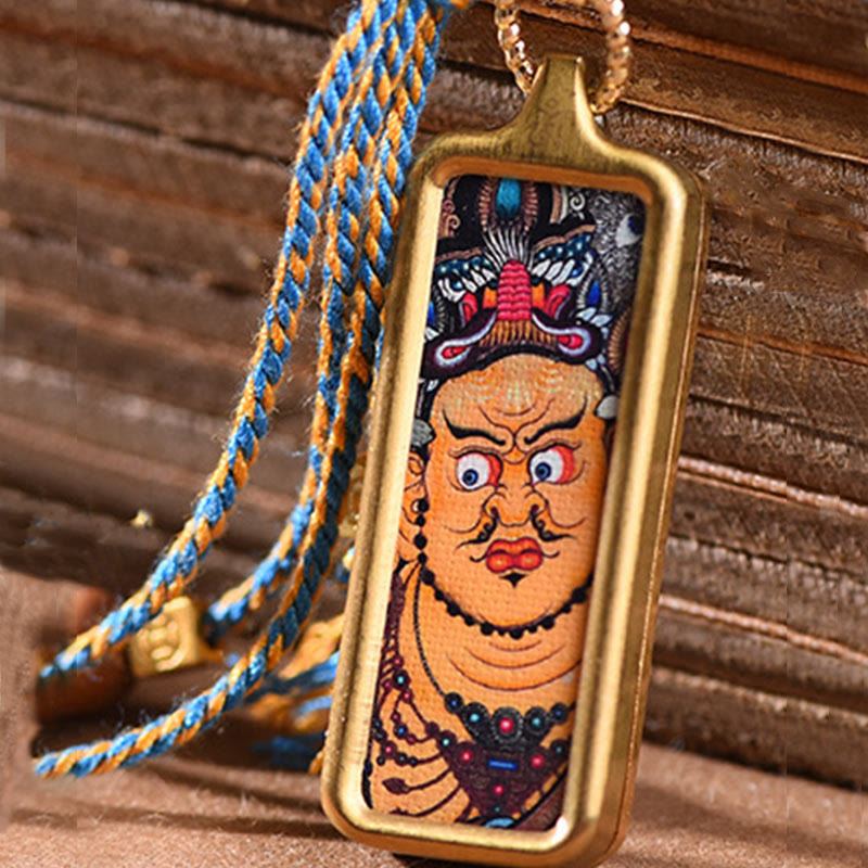 Wear FengShui Tibet God Of Wealth Titanium Steel Thangka Wealth Necklace Pendant