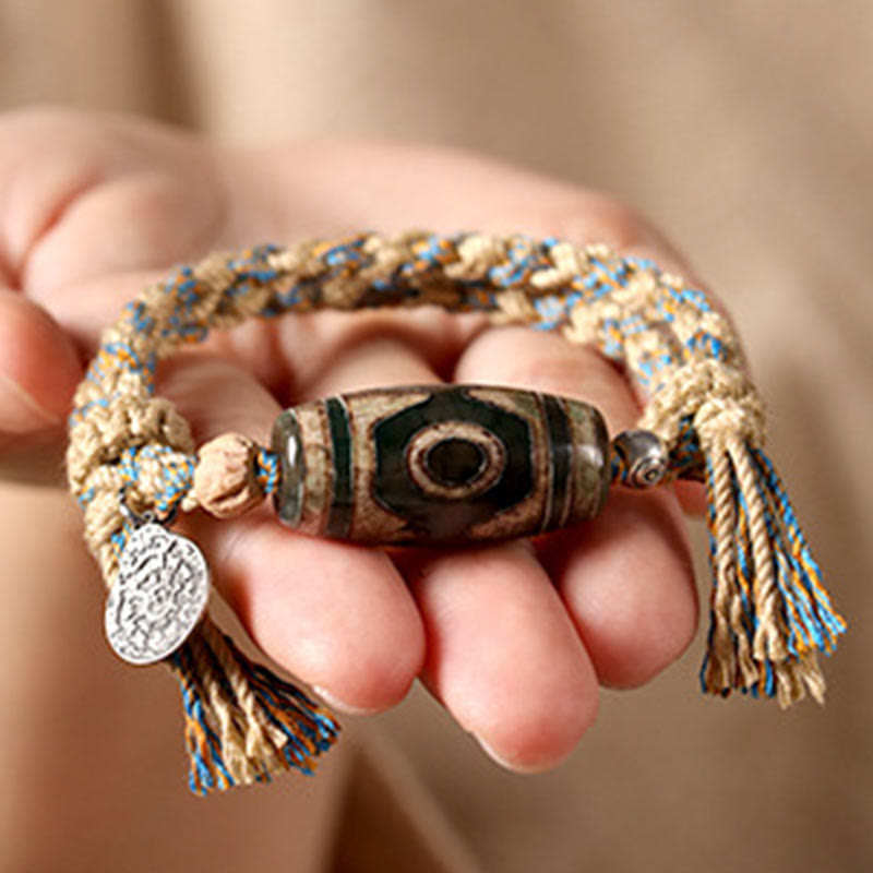 Wear FengShui Tibetan Dzi Bead Wealth  Protection Braided Bracelet