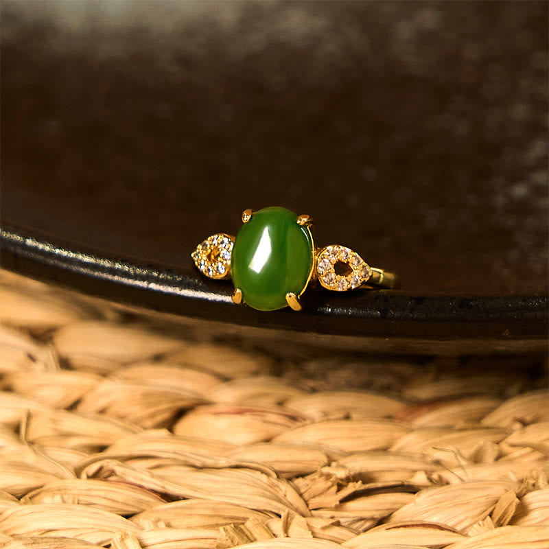 Wear FengShui Natural Jade Adjustable Buckle Prosperity Ring