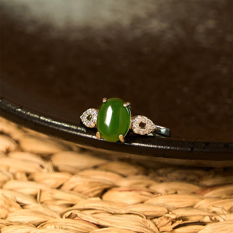 Wear FengShui Natural Jade Adjustable Buckle Prosperity Ring