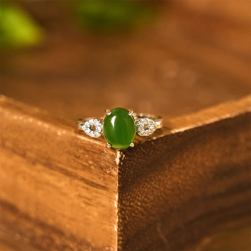 Wear FengShui Natural Jade Adjustable Buckle Prosperity Ring