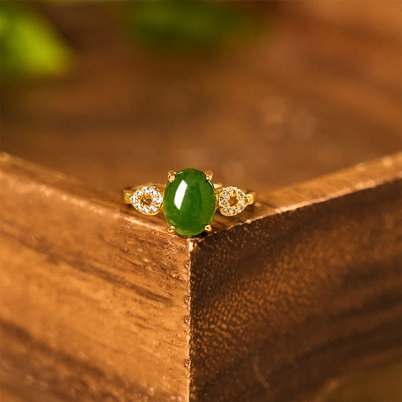 Wear FengShui Natural Jade Adjustable Buckle Prosperity Ring
