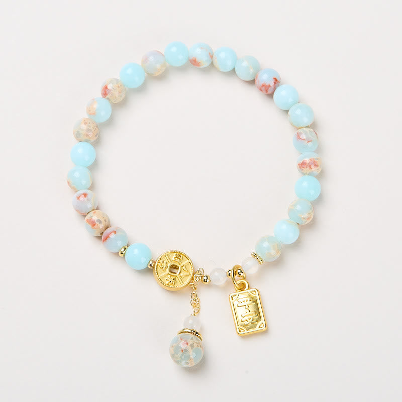 Wear FengShui Shoushan Stone Copper Coin Money From All Directions Wealth Bracelet