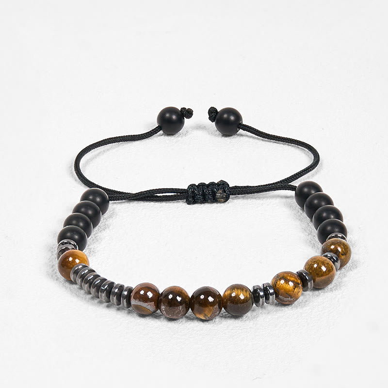 Wear FengShui 3Pcs Tiger Eye Lava Rock Protection Bracelet Set