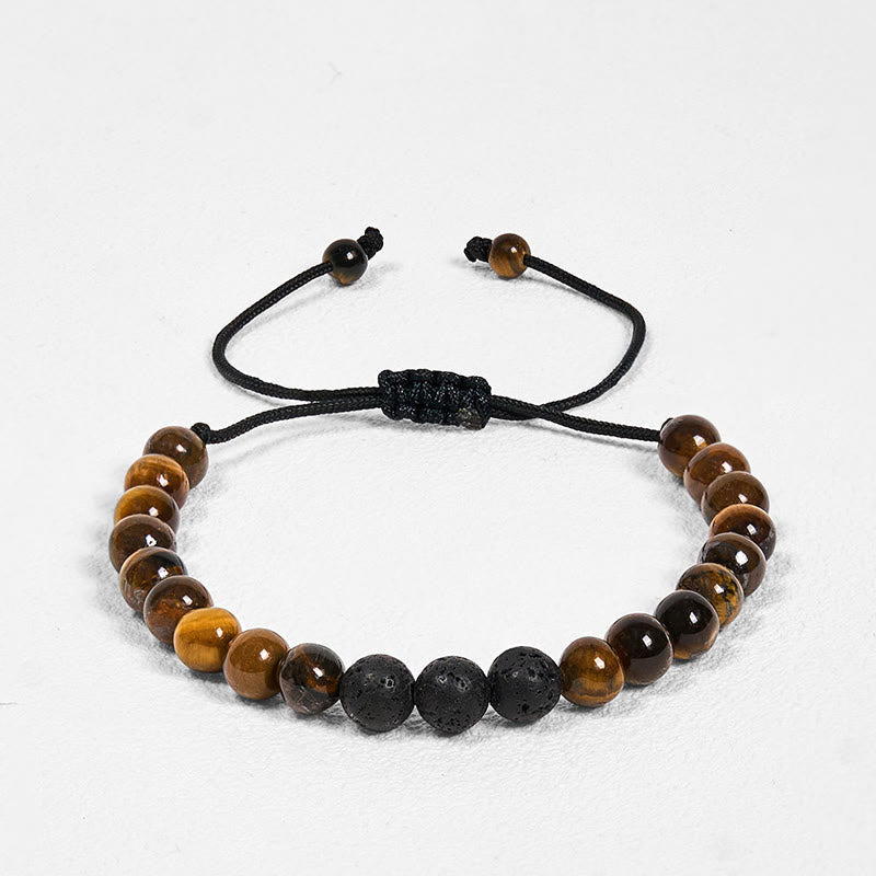 Wear FengShui 3Pcs Tiger Eye Lava Rock Protection Bracelet Set