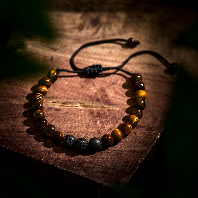 Wear FengShui 3Pcs Tiger Eye Lava Rock Protection Bracelet Set
